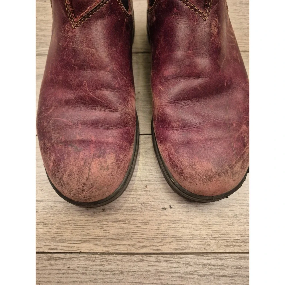 Blundstone Womens Red Burgundy Leather Chelsea Boots‎ Distressed Pull On Sz 5.5